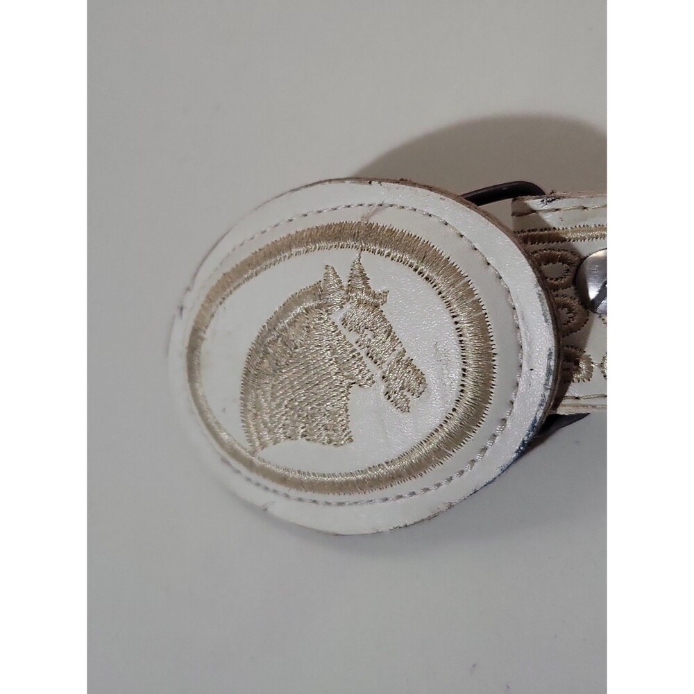 YAC Leather and Silk Design White and Gold Western Wear Belt Size Kid's 20